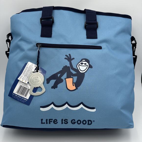 Life Is Good Blue 36-Can Insulated Cooler Tote NEW - Picture 1 of 4